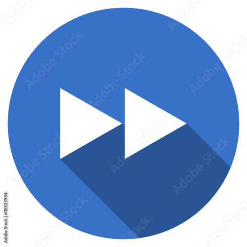 Flat design blue round web forward vector icon