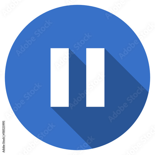 Flat design blue round web pause vector icon