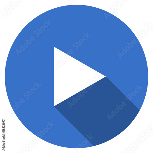 Flat design blue round web play  vector icon