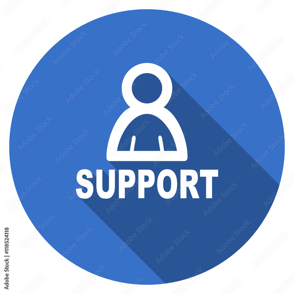 Flat design blue web support vector icon Flat design blue web support vector icon