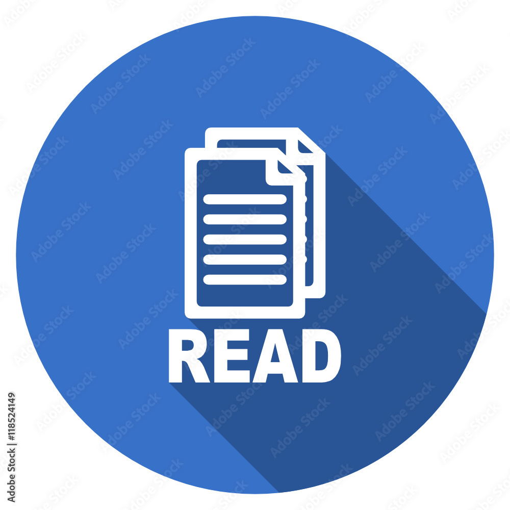 Flat design blue round web read vector icon Flat design blue round web read vector icon
