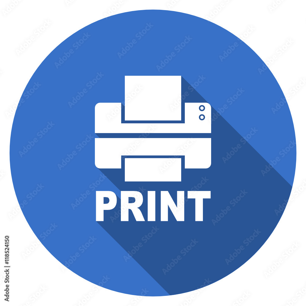 Flat design blue round web print vector icon Flat design blue round web print vector icon