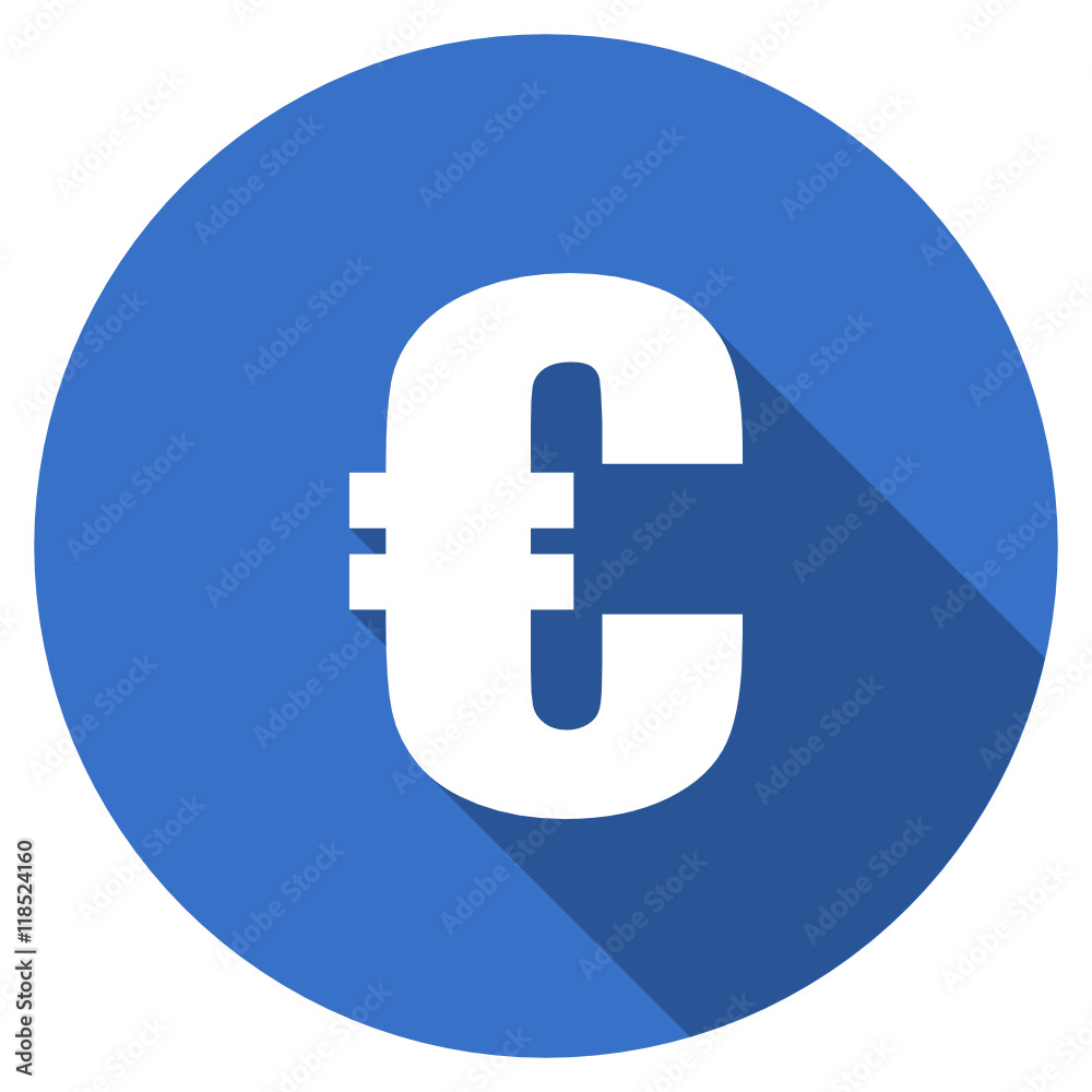 Flat design blue round web euro vector icon Flat design blue round web euro vector icon