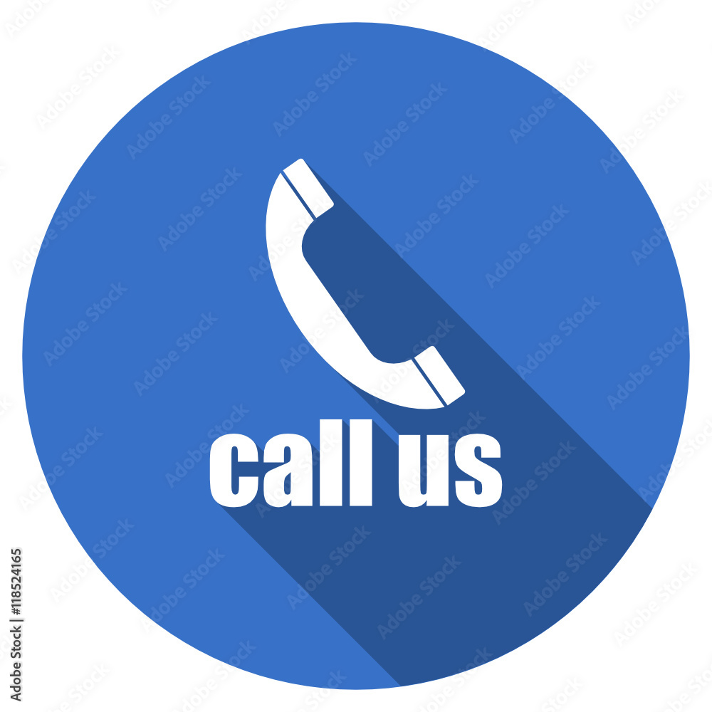 Flat design blue round web phone vector icon Flat design blue round web phone vector icon