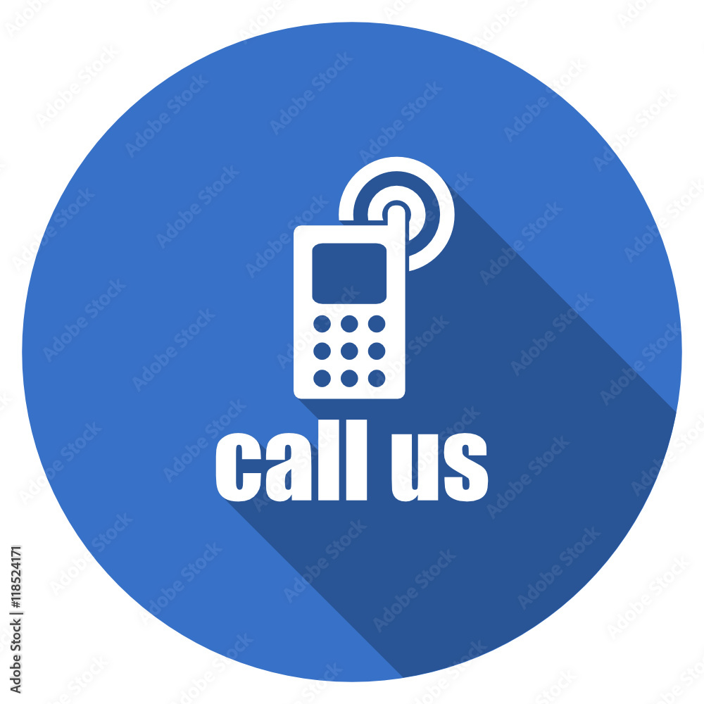 Flat design blue round web phone vector icon