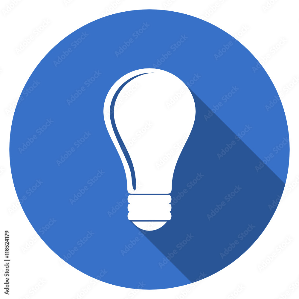 Flat design blue round web bulb vector icon Flat design blue round web bulb vector icon