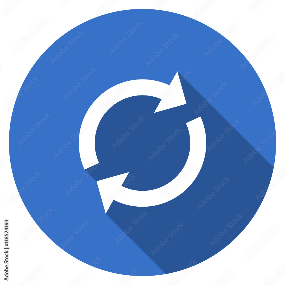 Flat design blue round web reload vector icon Flat design blue round web reload vector icon