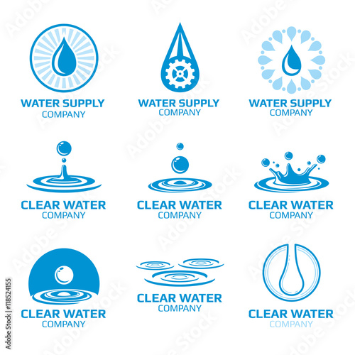 Water splashes and drops vectors logos