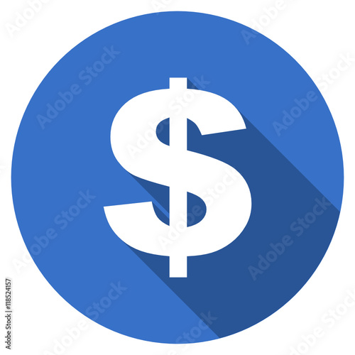 Flat design blue round web dollar vector icon