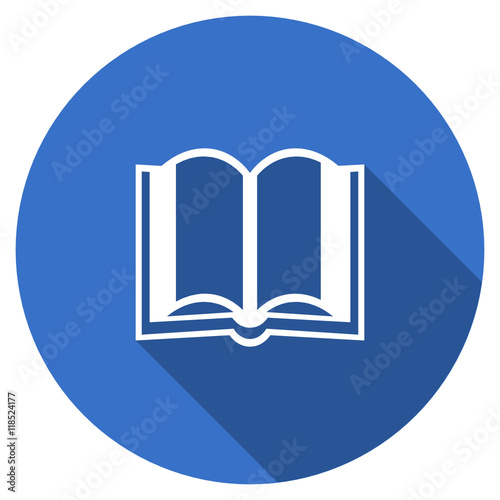 Flat design blue round web book vector icon