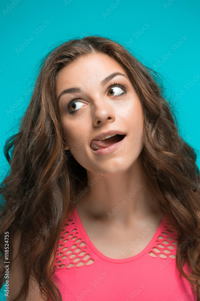 The young woman's portrait with happy emotions
