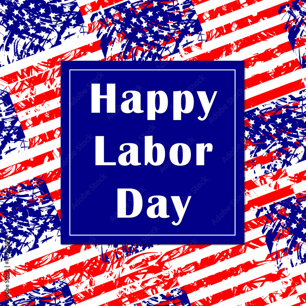 Happy Labor Day text on the seamless pattern with flags of the U Stock