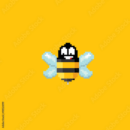 Pixel art funny bee sign
