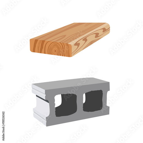Wooden timber and cement block