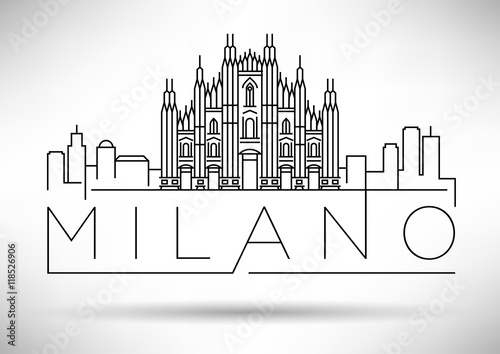 Minimal Vector Milano City Linear Skyline with Typographic Desig