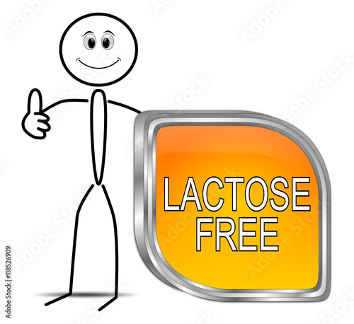 Stickman with Lactose free Button - 3D illustration