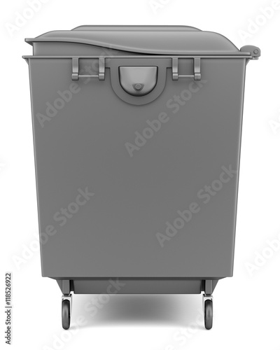 gray garbage container isolated on white background