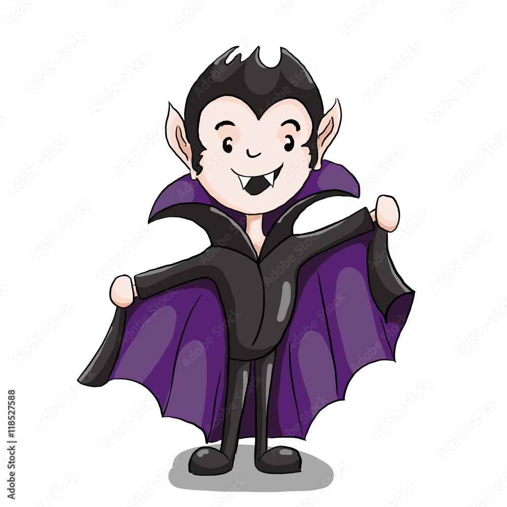 Smiling Dracula in a purple cloak