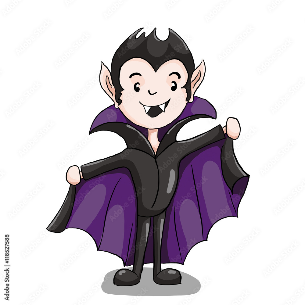 Fototapeta premium Smiling Dracula in a purple cloak