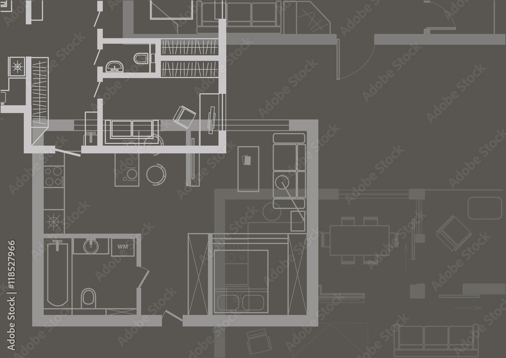 Architectural background plans gray