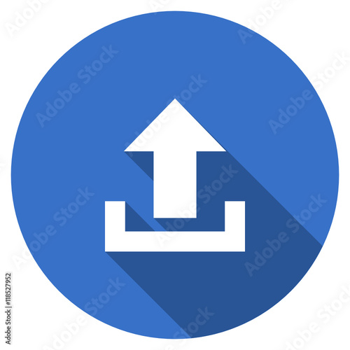 Flat design blue round web upload vector icon