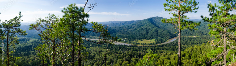 View of the mountain river from a high point