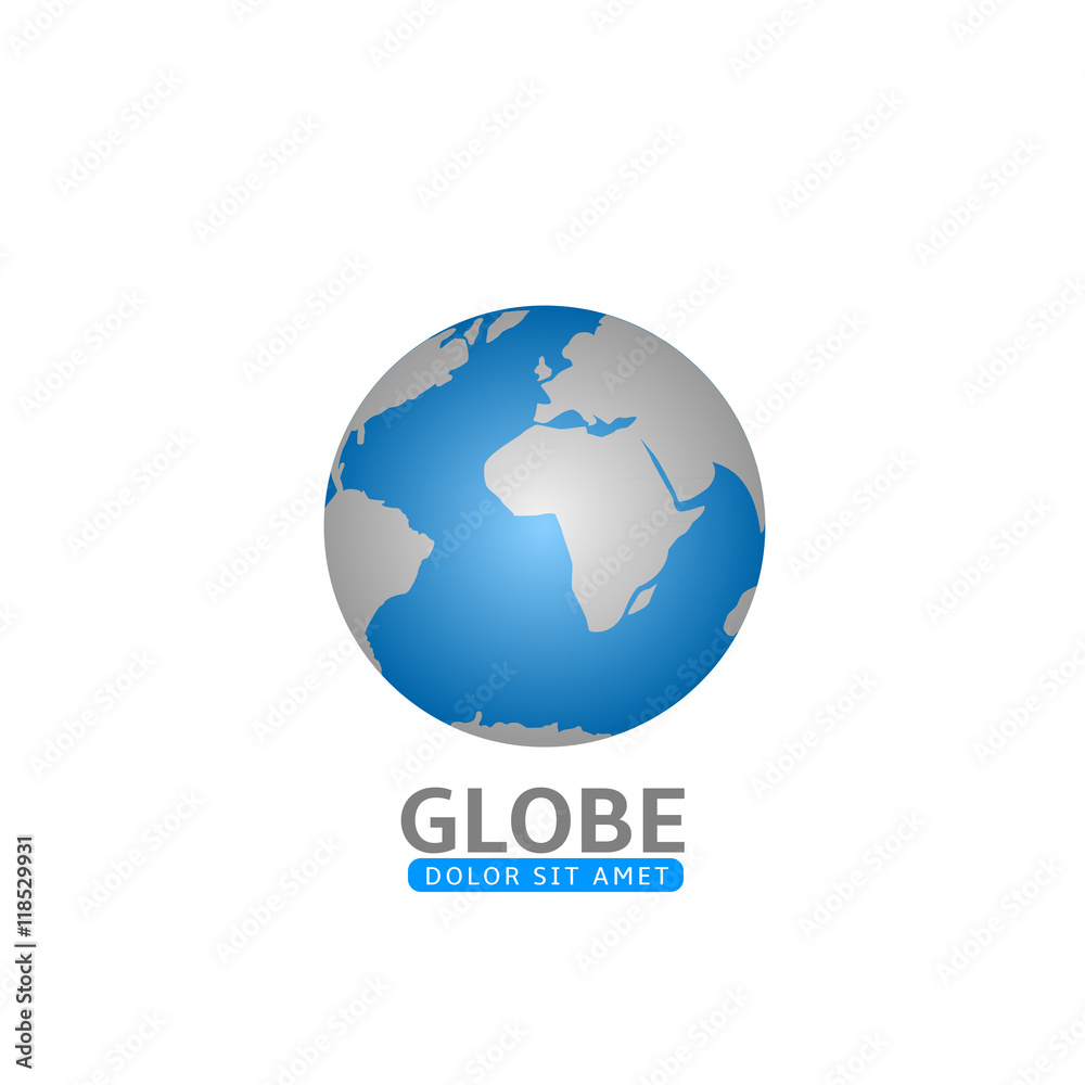 Blue globe symbol