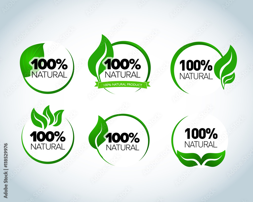 Abstract sphere green leaf logo element vector design ecology symbols set. Leaf logo shape icon and green leaf logo emblem. Ecology green leaf logo organic environment, tree leaf logotype.
