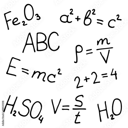 Hand drawn formulas vector set