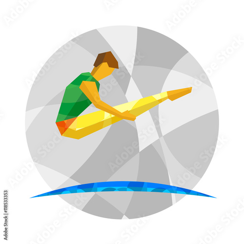 Trampoline Gymnastics with abstract patterns. Flat athlete icon. Sport Infographic - Trampoline Gymnastics vector clip art.
