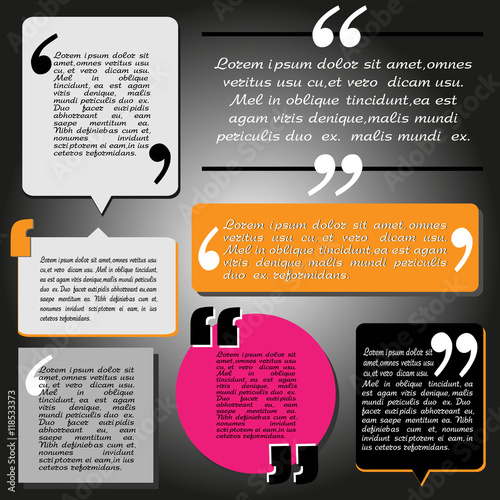Block quote and pull quote design elements
Design elements in different colors with text and different shapes
