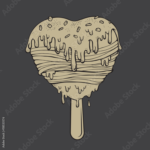 Hand drawn a icecream filled with sour cream melted sloppy flow. Vector illustration graffiti perfect funny Doodle stylized.