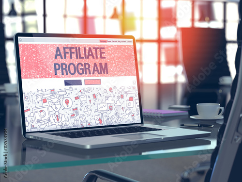 Photos Affiliate Program Concept on Laptop Screen.