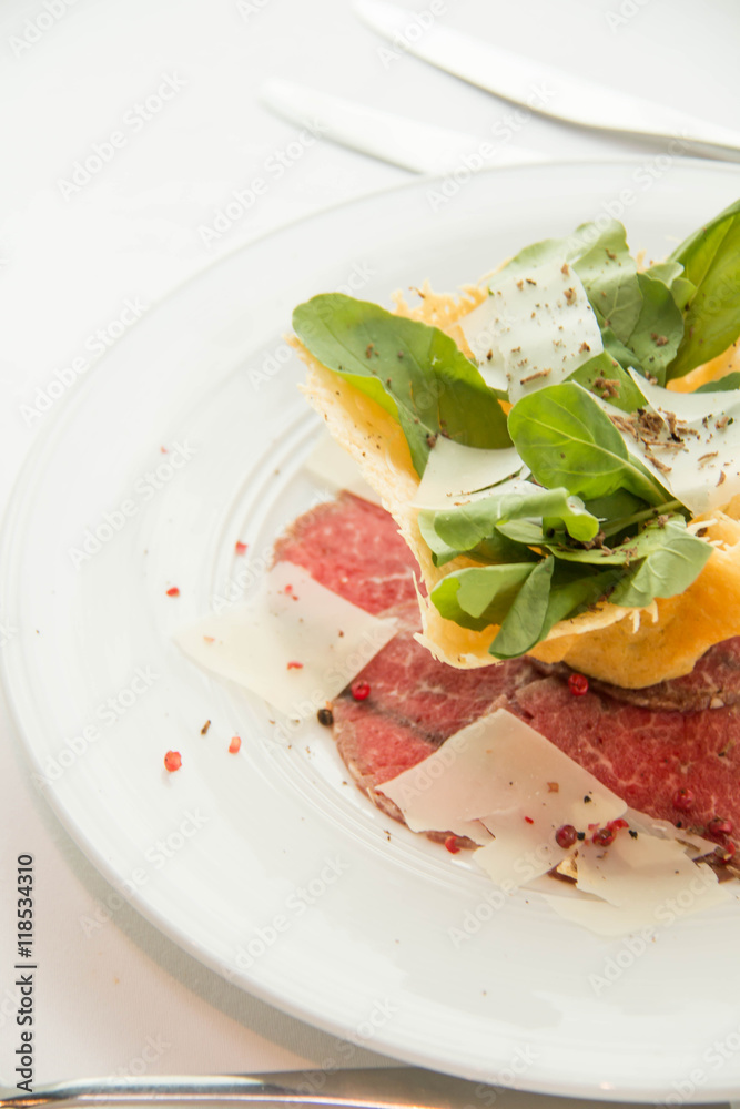 Carpaccio made from slice beet sirloin Carpaccio made from slice beet sirloin
