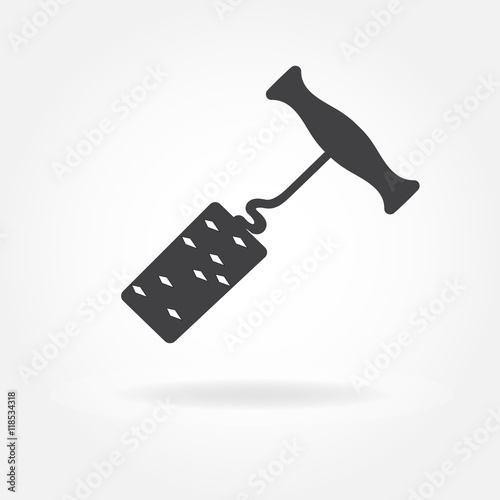 Corkscrew or opener for wine bottle with cork. Vector illustration.