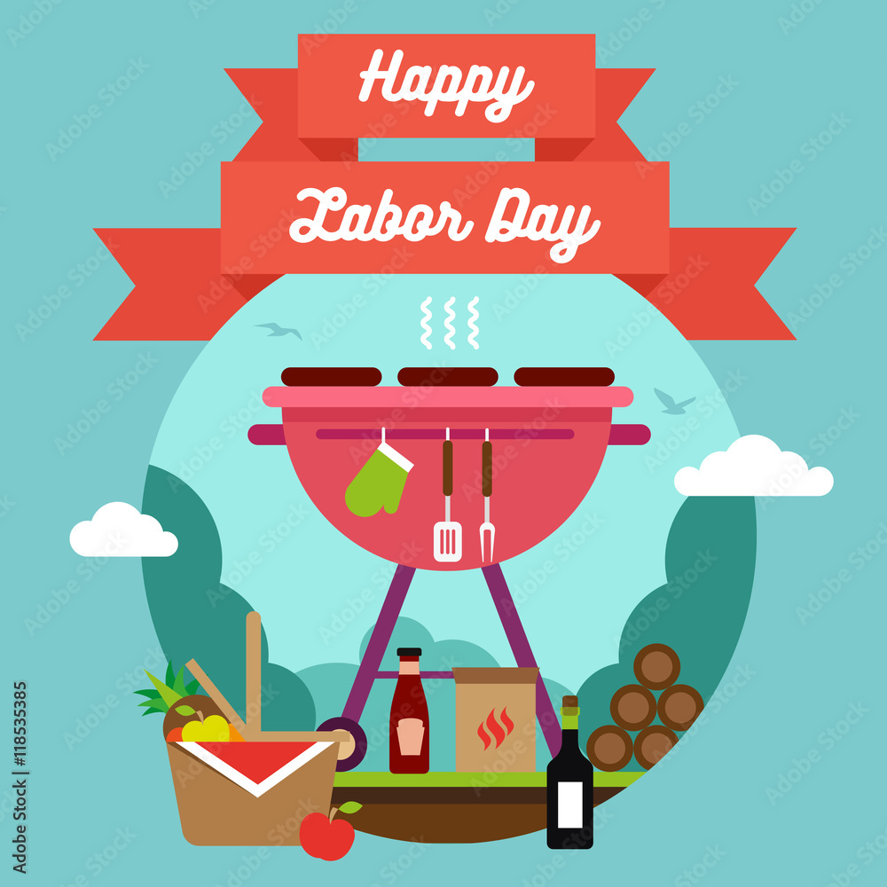 Happy Labor Day. Grill and Barbecue Stock Vector Adobe Stock