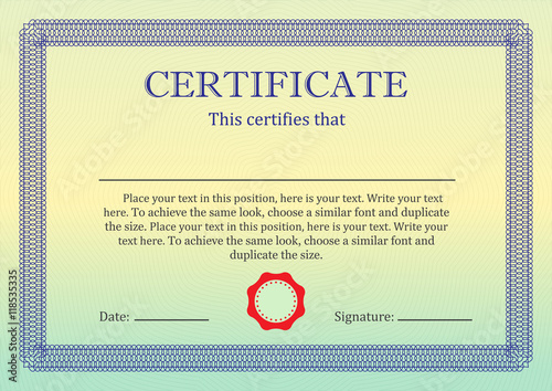 Certificate or Diploma of completion design template with borders. Vector illustration of Certificate of Achievement, coupon, award, winner certificate.