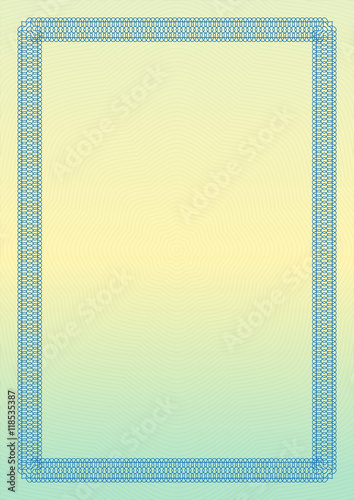 Certificate, diploma or voucher template with ornamental border. Vector illustration.