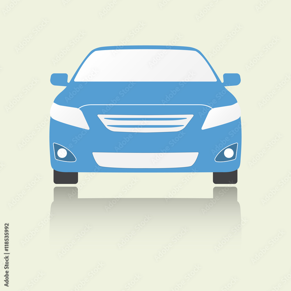 Car front view icon. Colorful vector illustration of car face. Flat design. Stock Vector Adobe Stock