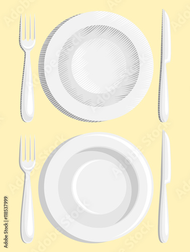 Fork,knife and plate