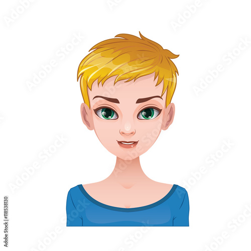 Blonde woman with short hair