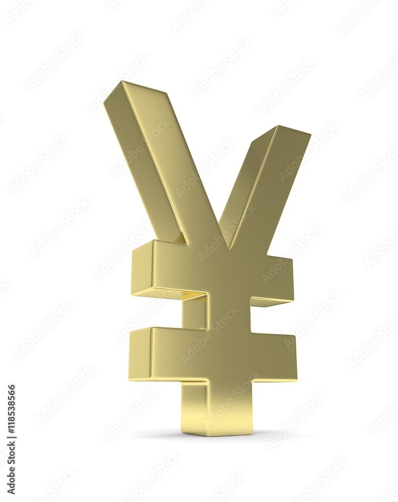 Isolated golden yen yuan sign on white background. Chinese japanese currency. Concept of investment, asian market, savings. Power, luxury and wealth. 3D rendering. Isolated golden yen yuan sign on white background. Chinese japanese currency. Concept of investment, asian market, savings. Power, luxury and wealth. 3D rendering.