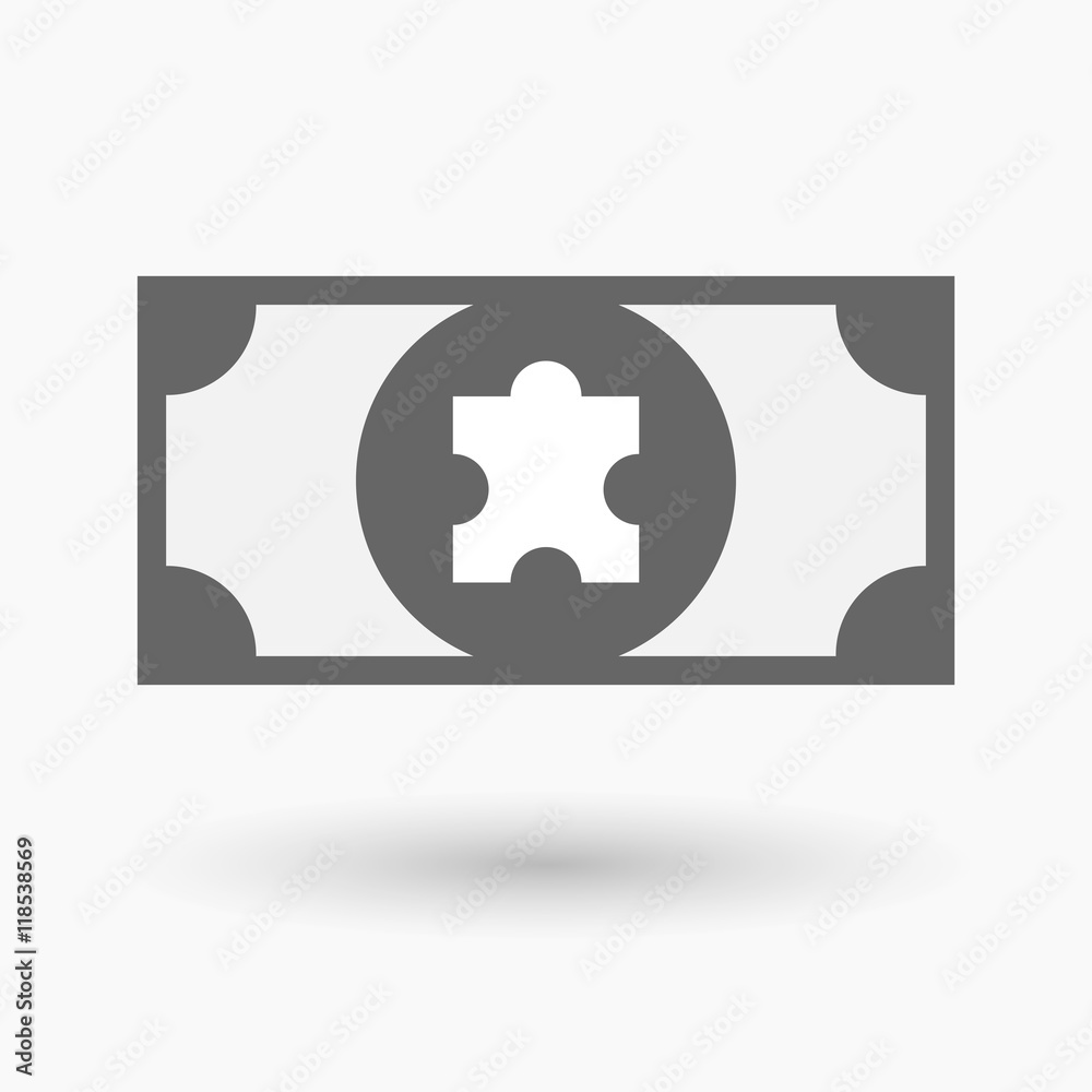 Isolated bank note icon with a puzzle piece Isolated bank note icon with a puzzle piece