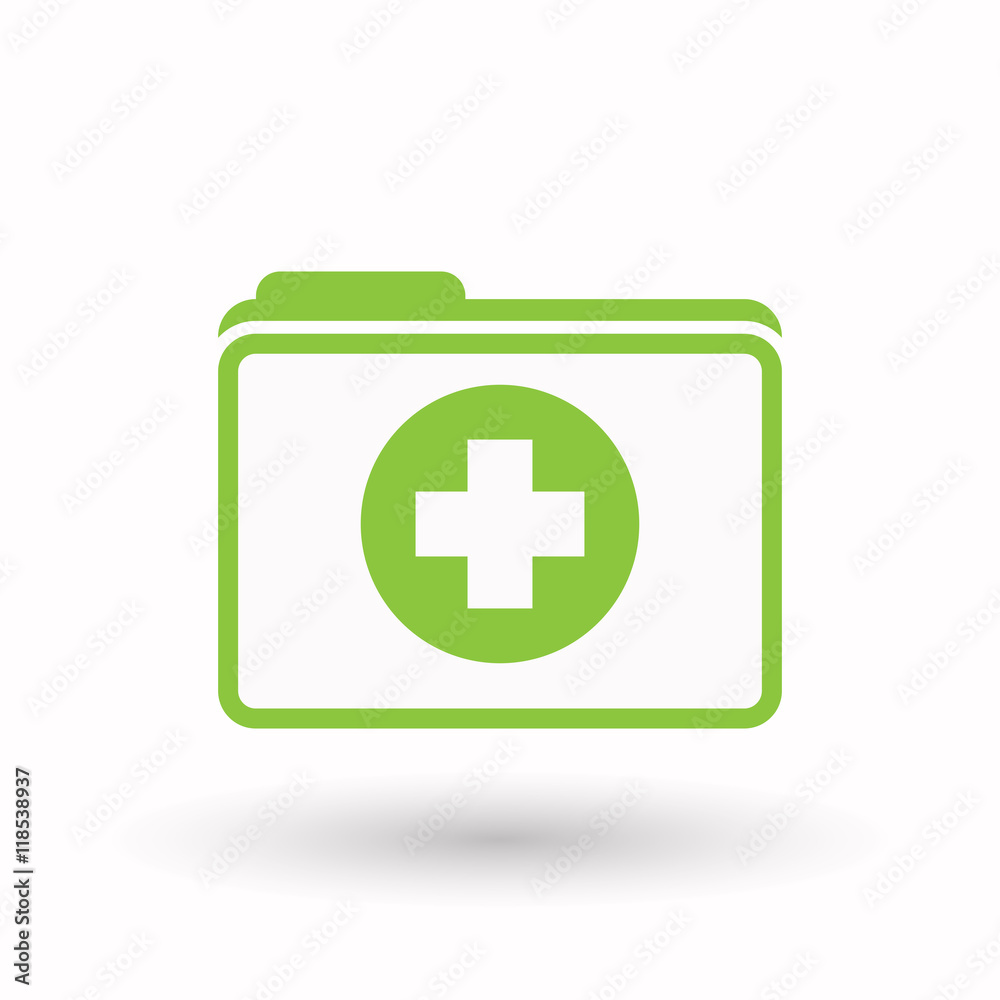 Fototapeta premium Isolated line art folder icon with a round pharmacy sign