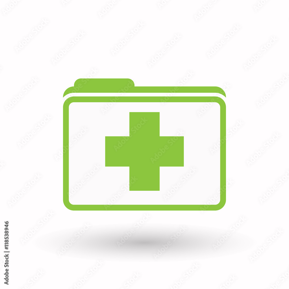Isolated  line art  folder icon with a pharmacy sign