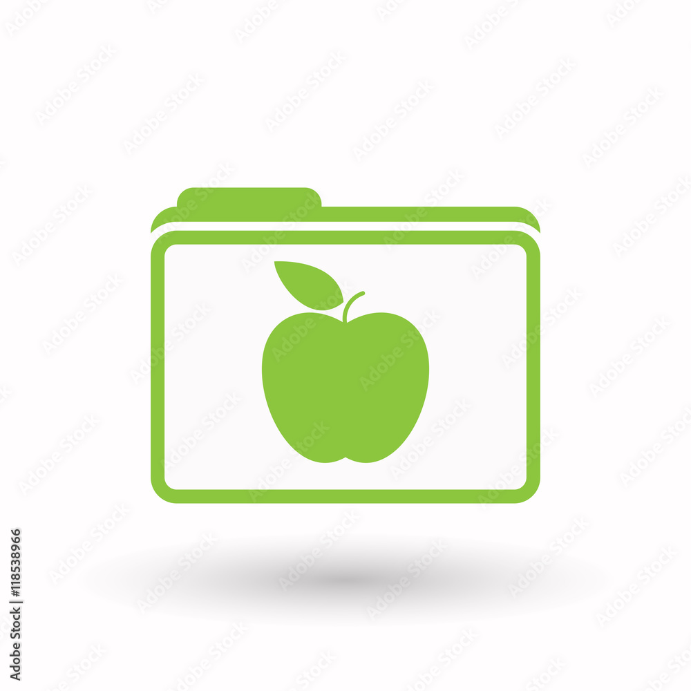 Isolated line art folder icon with an apple Isolated line art folder icon with an apple