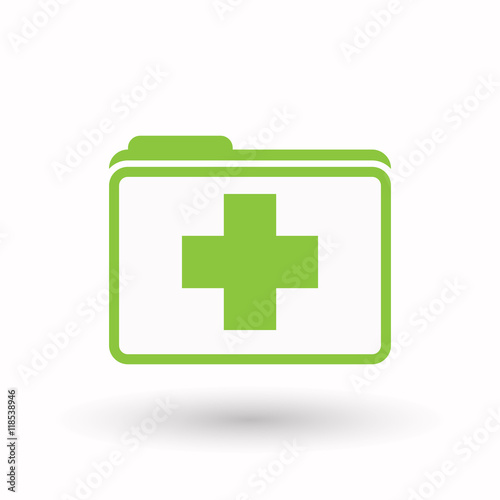 Isolated  line art  folder icon with a pharmacy sign