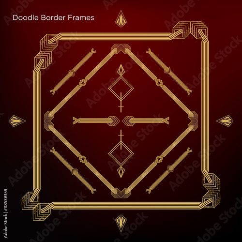 Ornament doodle border frames Set in vintage style.
