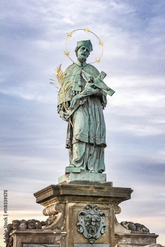 Statue of John of Nepomuk at Charles Bridge in Prague, Czech Republic Statue of John of Nepomuk at Charles Bridge in Prague, Czech Republic
