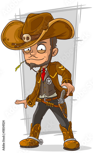 Cartoon cool cowboy in leather jacket Stock Vector | Adobe Stock
